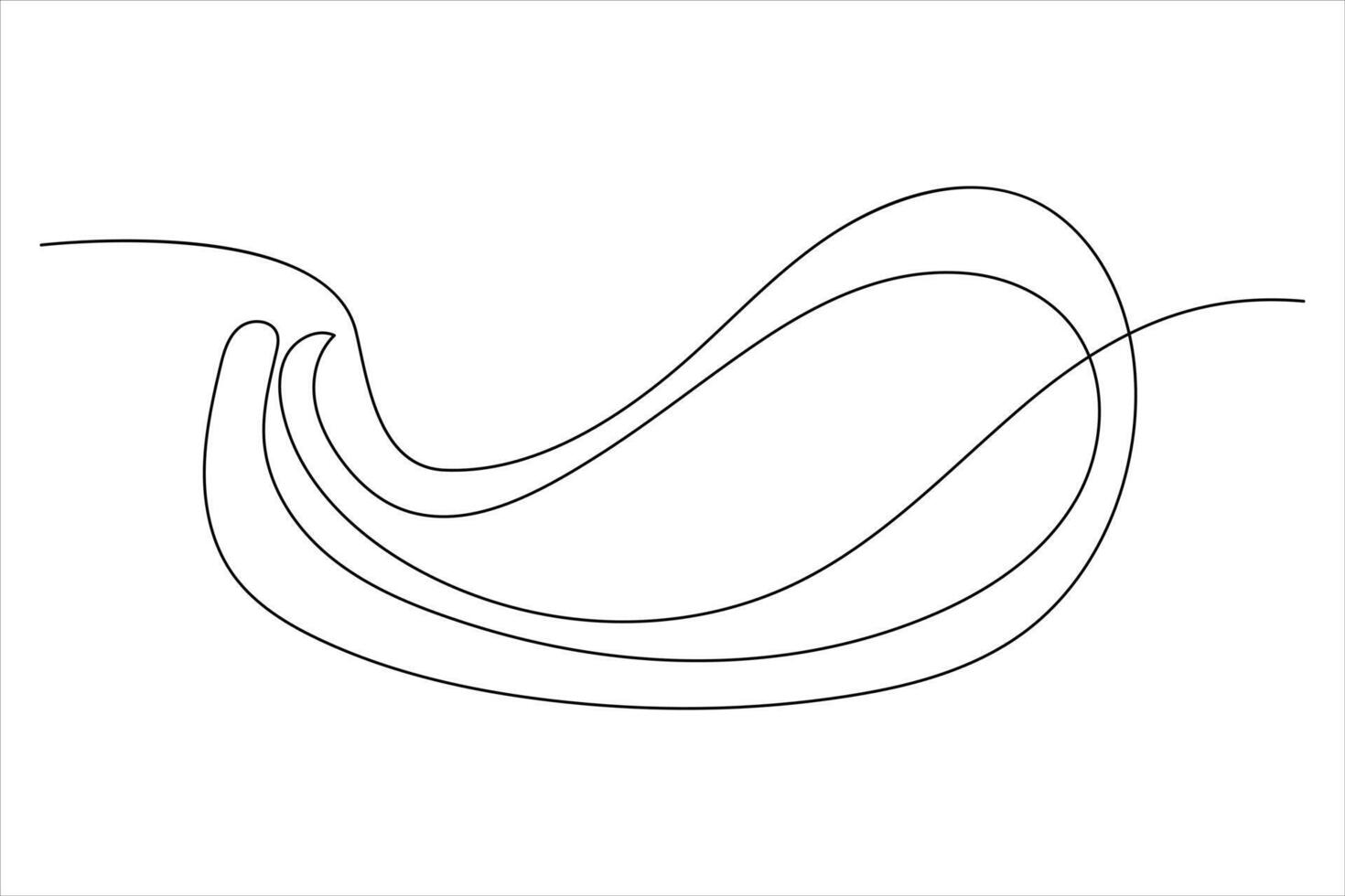 Continuous one line drawing of ocean sea wave outline line art illustration vector
