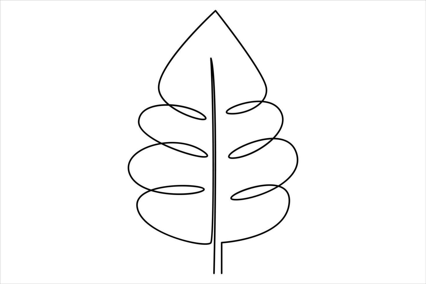 Continuous one line drawing of Leaf outline art illustration isolated on white background vector
