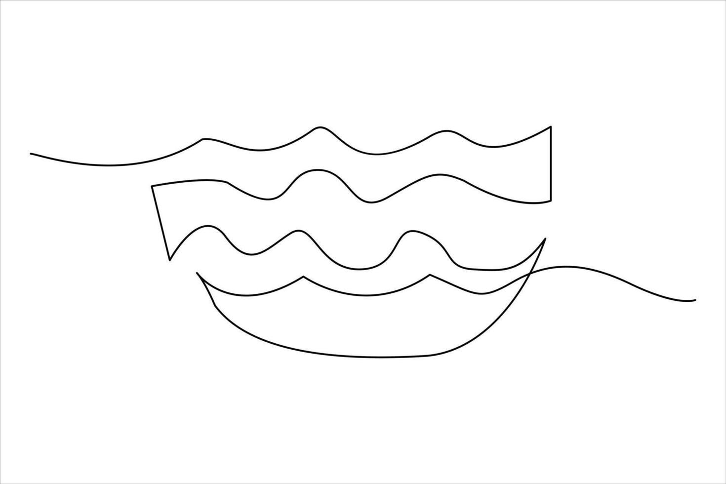 Continuous one line drawing of ocean sea wave outline line art illustration vector