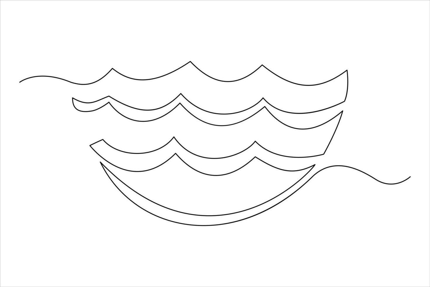 Continuous one line drawing of ocean sea wave outline line art illustration vector