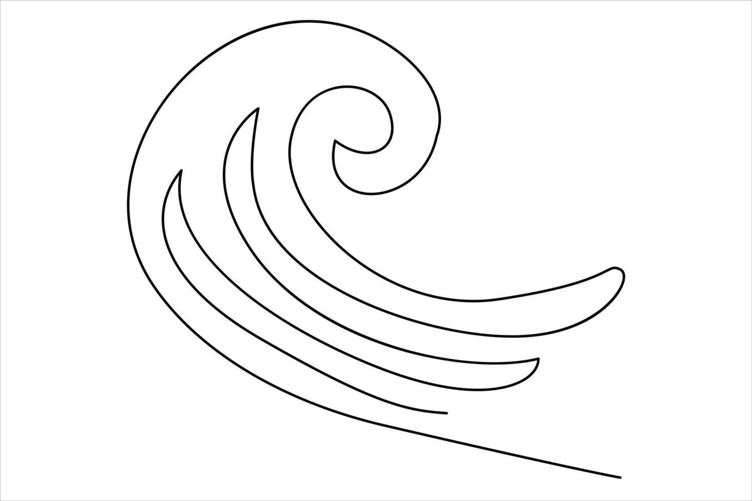 Continuous one line drawing of ocean sea wave outline line art illustration vector
