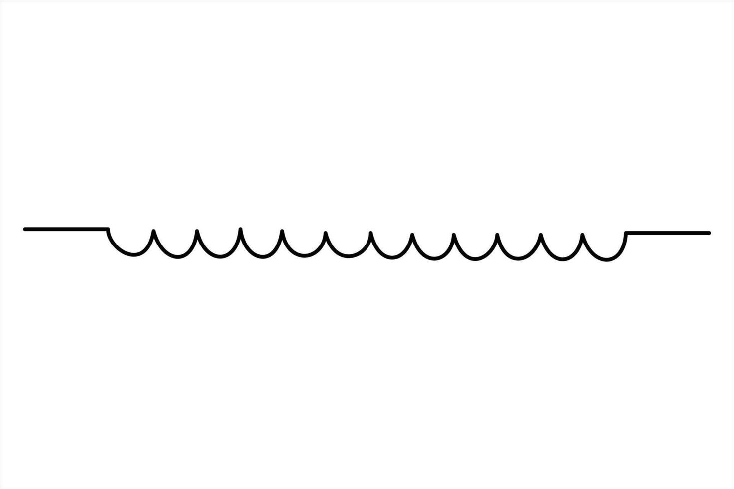 Continuous one line drawing of ocean sea wave outline line art illustration vector