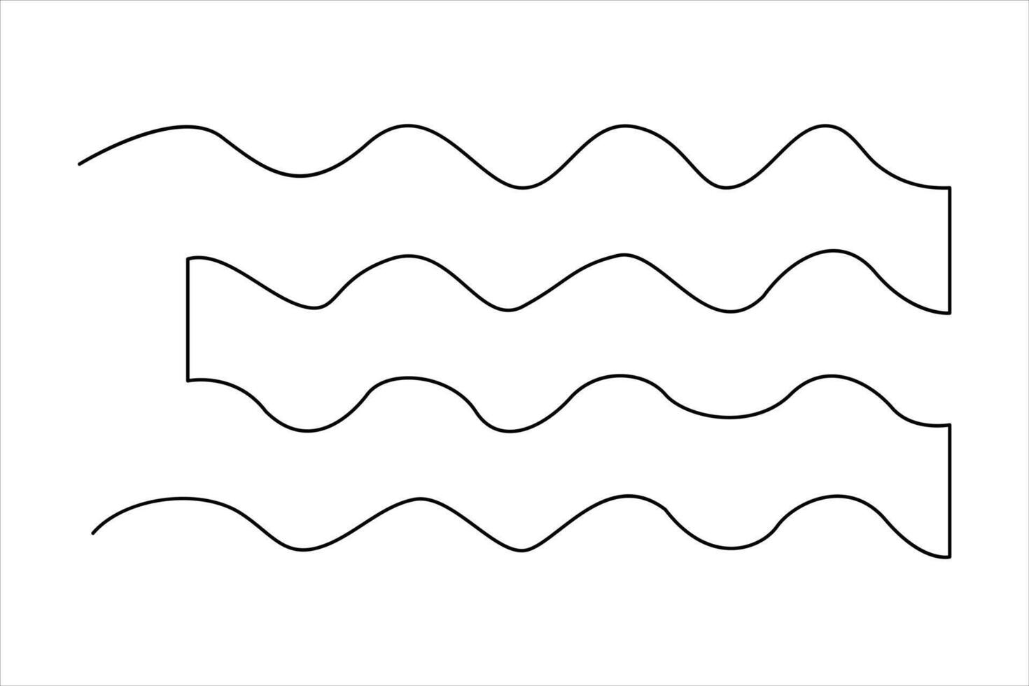 Continuous one line drawing of ocean sea wave outline line art illustration vector