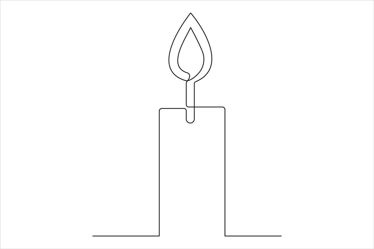Burning fire candle continuous one line drawing isolated on white illustration vector