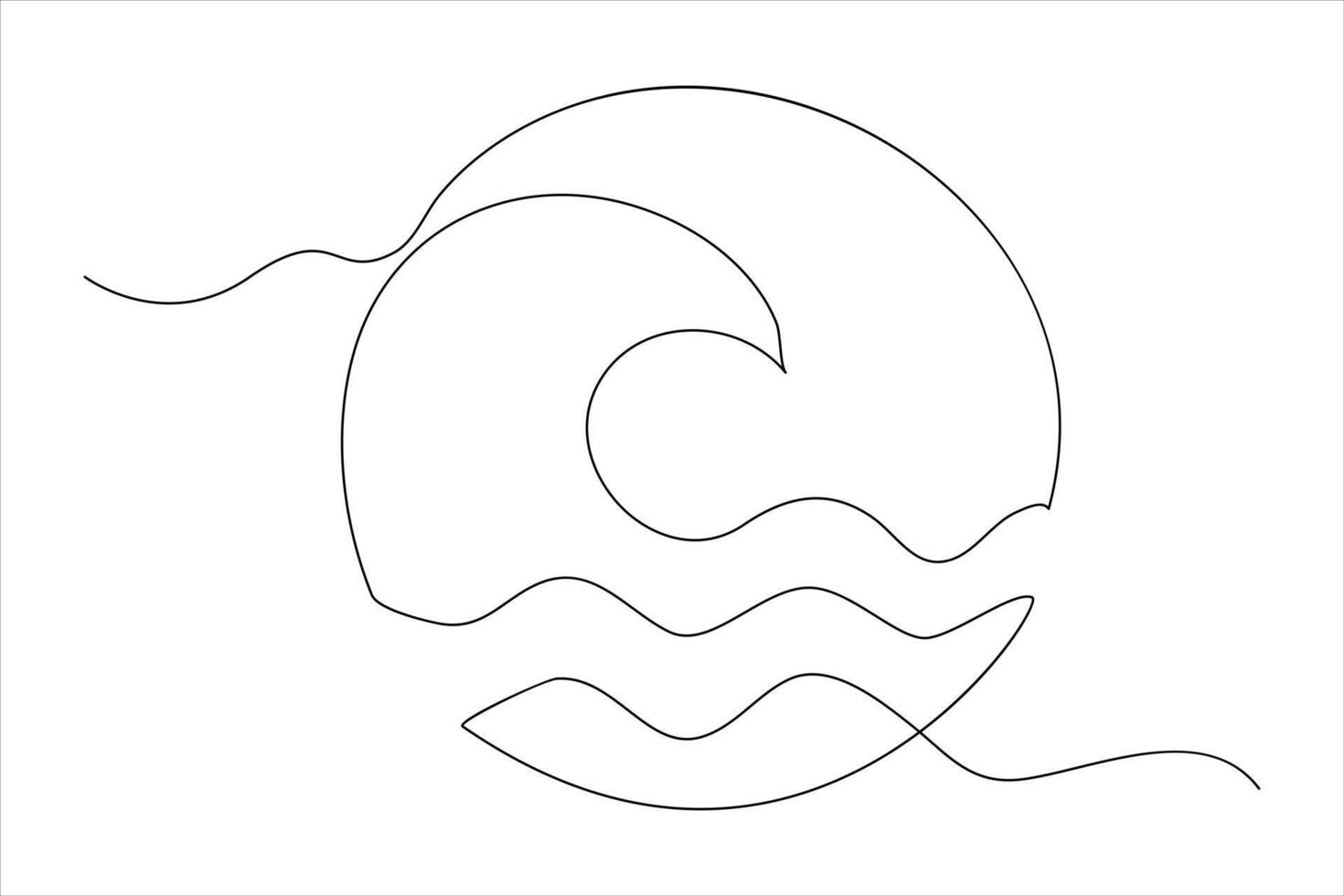 Continuous one line drawing of ocean sea wave outline line art illustration vector