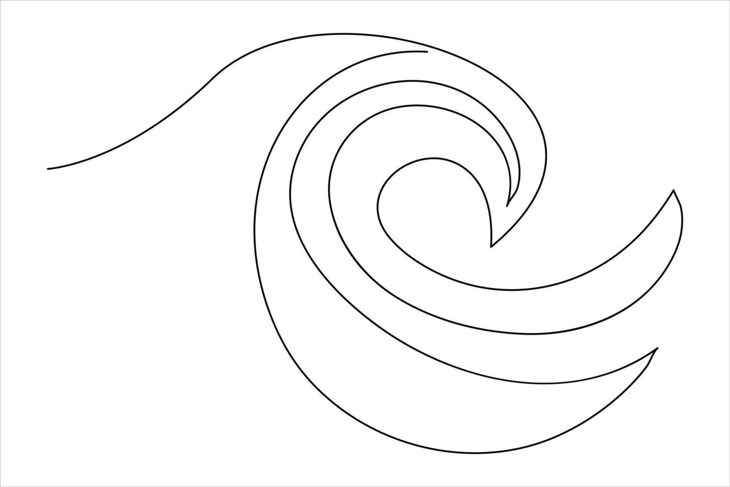 Continuous one line drawing of ocean sea wave outline line art illustration vector