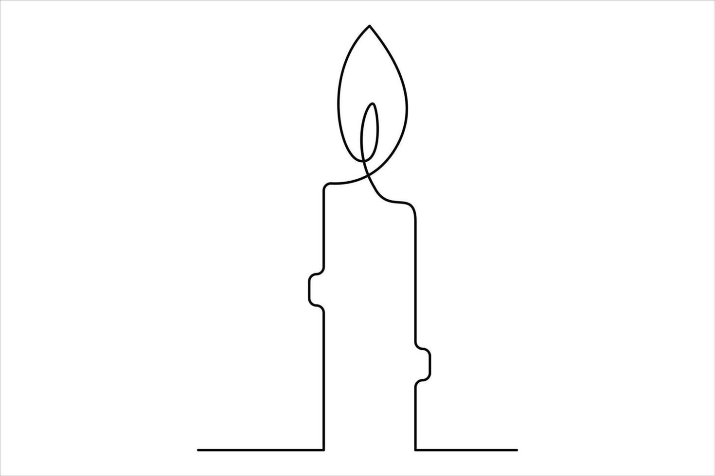 Burning fire candle continuous one line drawing isolated on white illustration vector