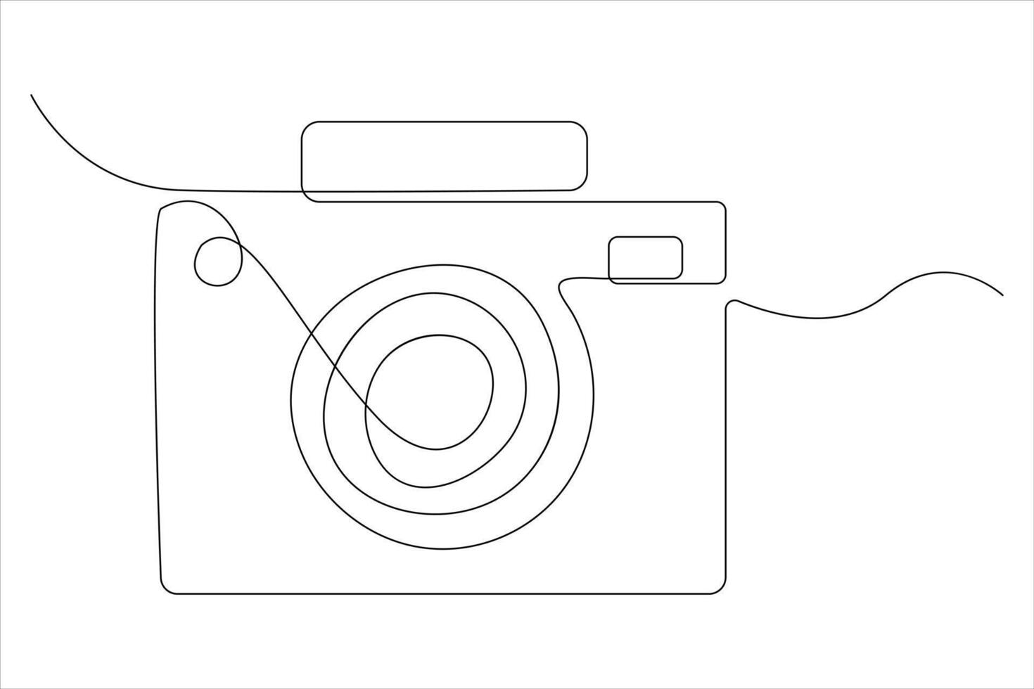 continuous single line drawing Line art of retro photo camera icon illustration vector