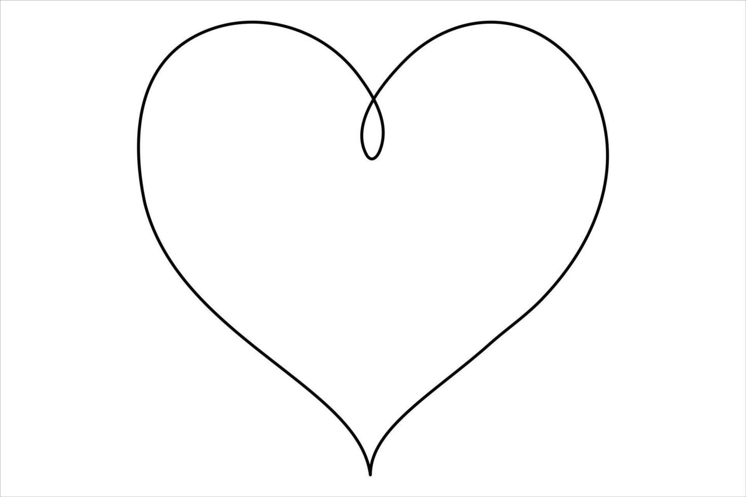 Heart continuous one line art drawing color shape Love sign outline illustration vector