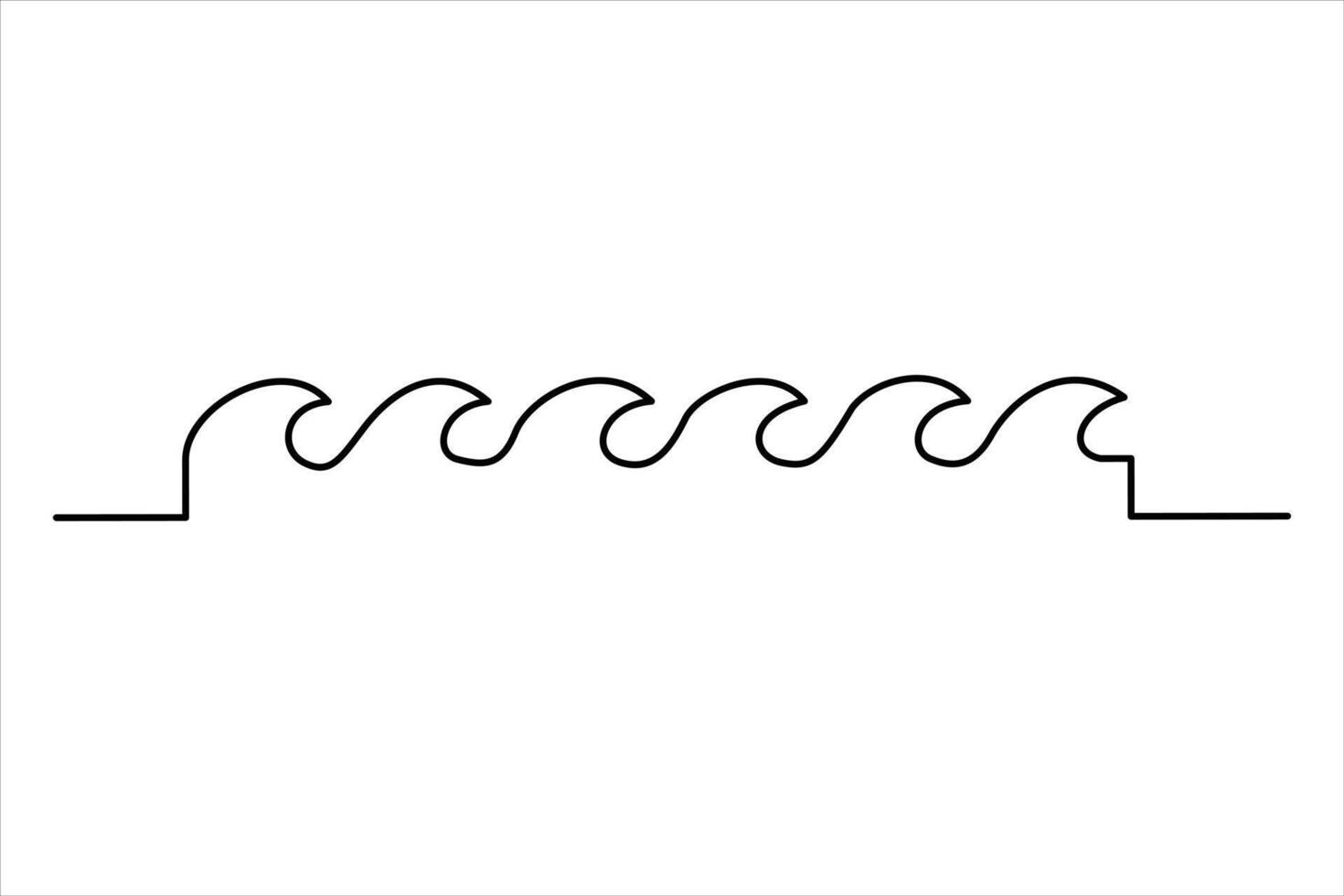 Continuous one line drawing of ocean sea wave outline line art illustration vector
