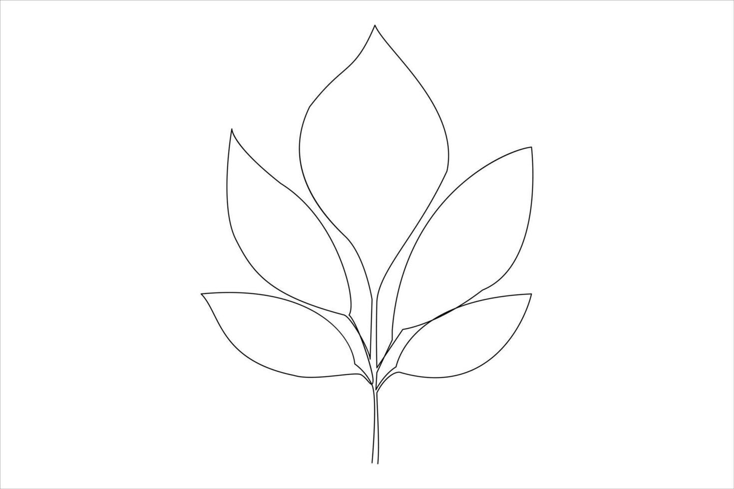 Continuous one line drawing of Leaf outline art illustration isolated on white background vector