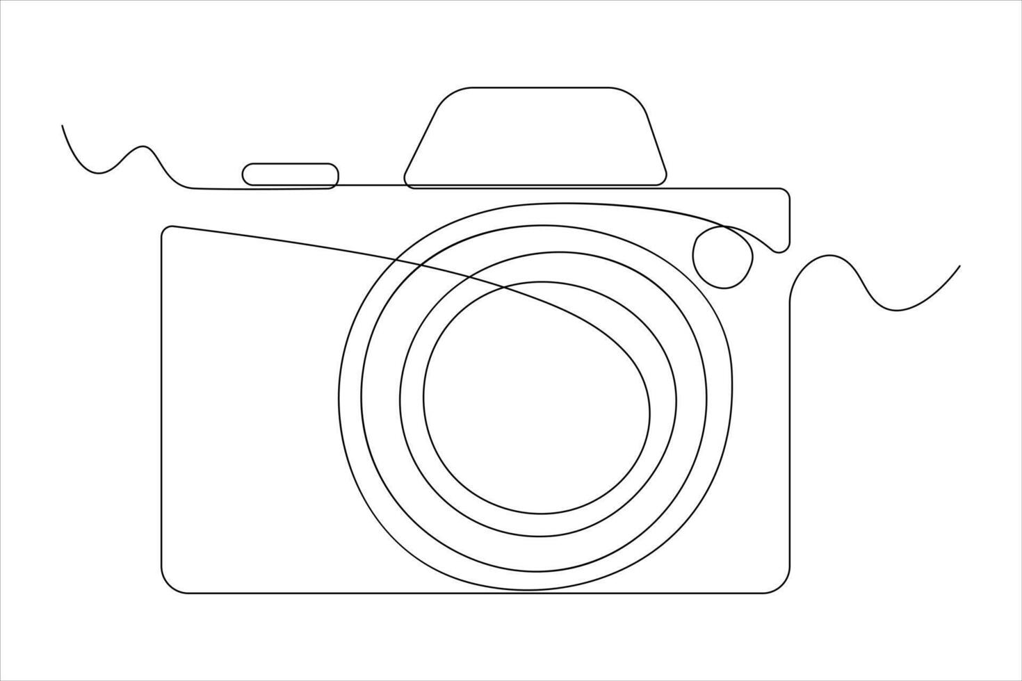 continuous single line drawing Line art of retro photo camera icon illustration vector