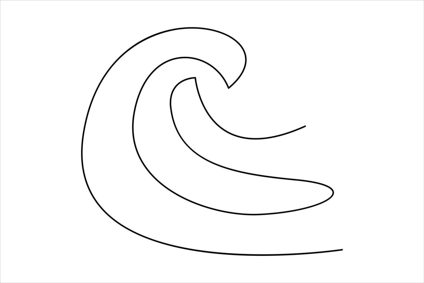 Continuous one line drawing of ocean sea wave outline line art illustration vector