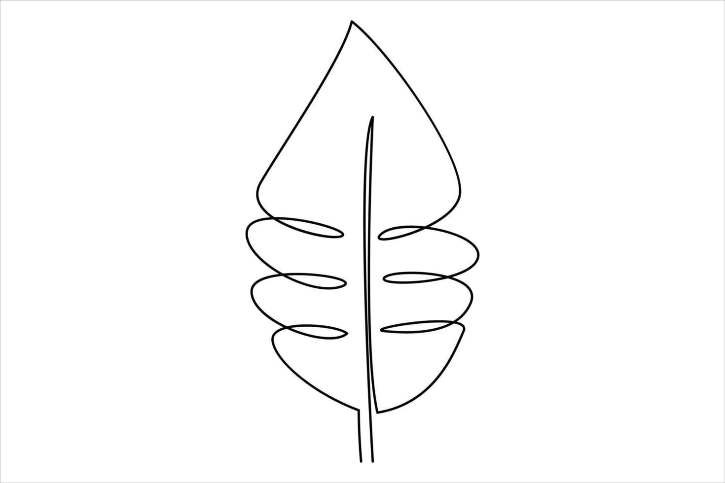 Continuous one line drawing of Leaf outline art illustration isolated on white background vector