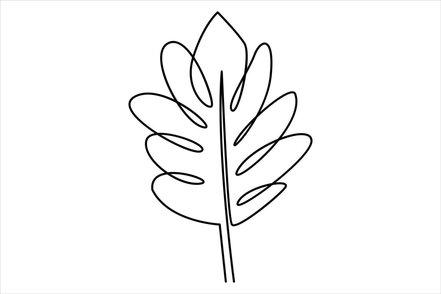 Continuous one line drawing of Leaf outline art illustration isolated on white background vector