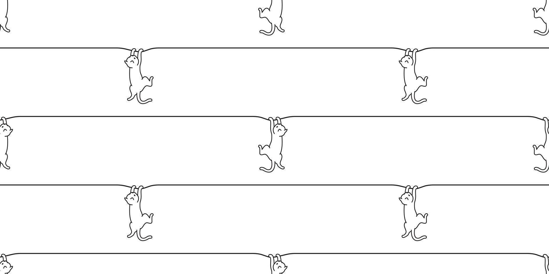 cat seamless pattern kitten hanging calico climbing pet scarf isolated repeat background cartoon animal tile wallpaper illustration white doodle design vector