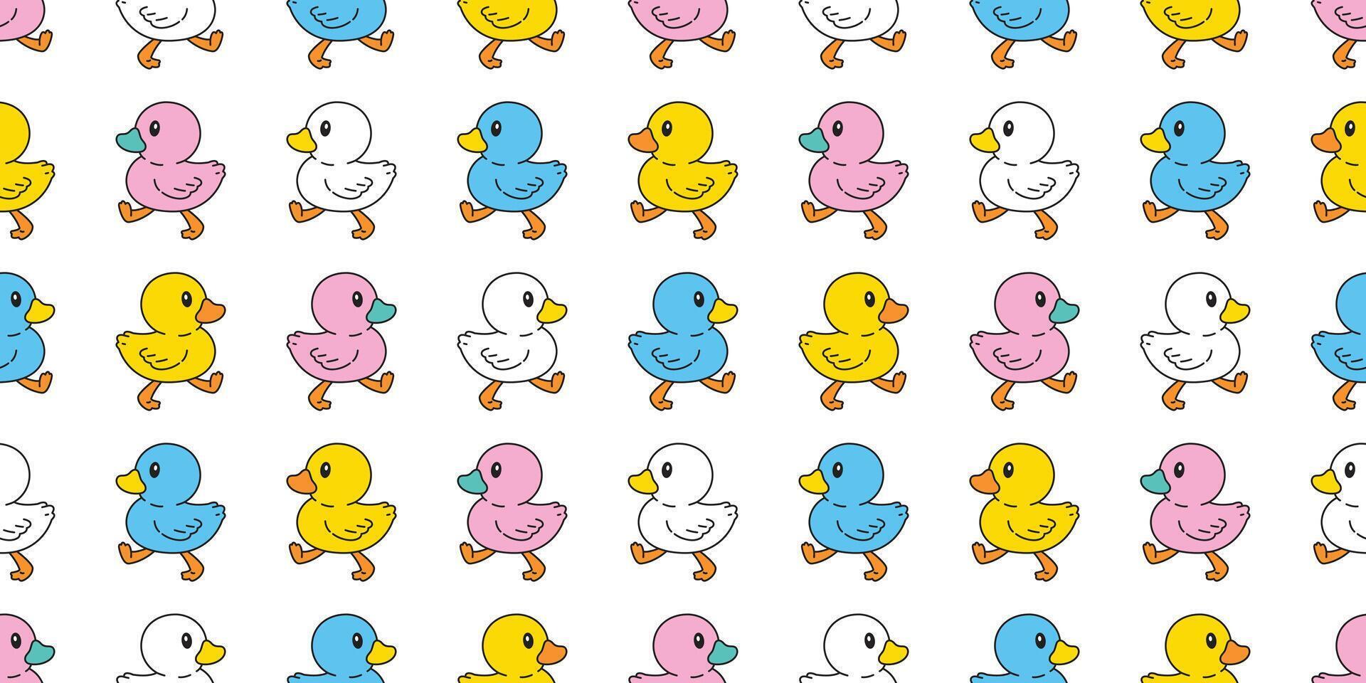 duck seamless pattern rubber duck bathroom shower walking toy chicken bird pet scarf isolated cartoon animal tile wallpaper repeat background doodle illustration pastel design vector