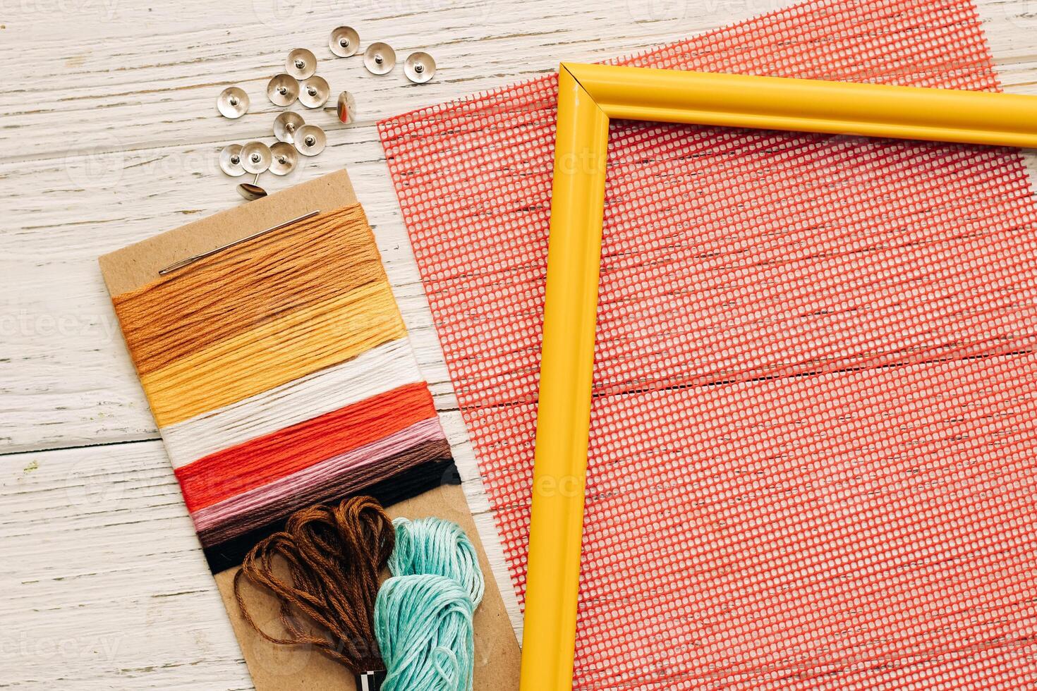 Muslin threads for embroidery and plastic canvas photo
