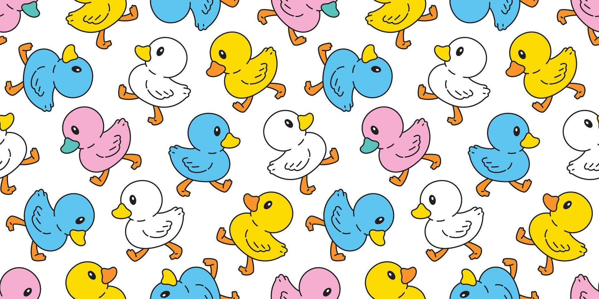 duck seamless pattern rubber duck bathroom shower walking toy chicken bird pet scarf isolated cartoon animal tile wallpaper doodle repeat background illustration pastel design vector