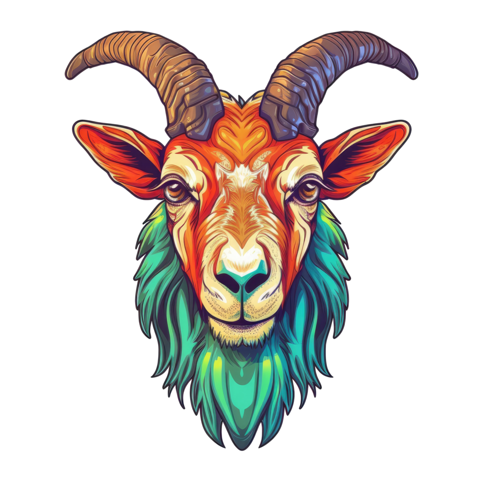 goat head logo mascot illustration png
