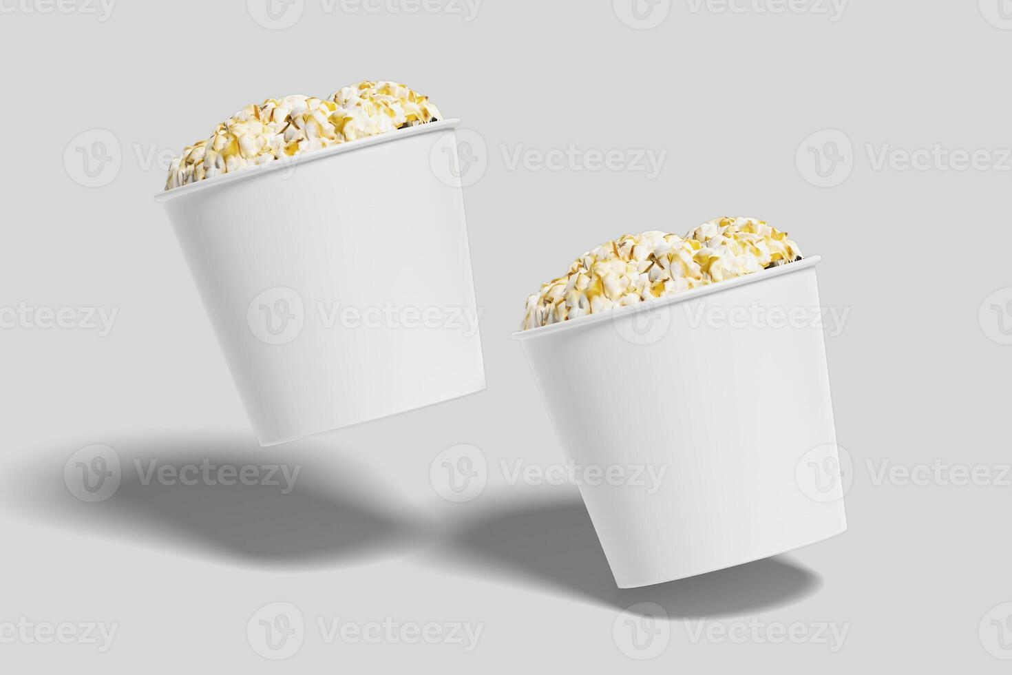Realistic Pop Corn Bucket Illustration for Mockup. 3D Render. photo