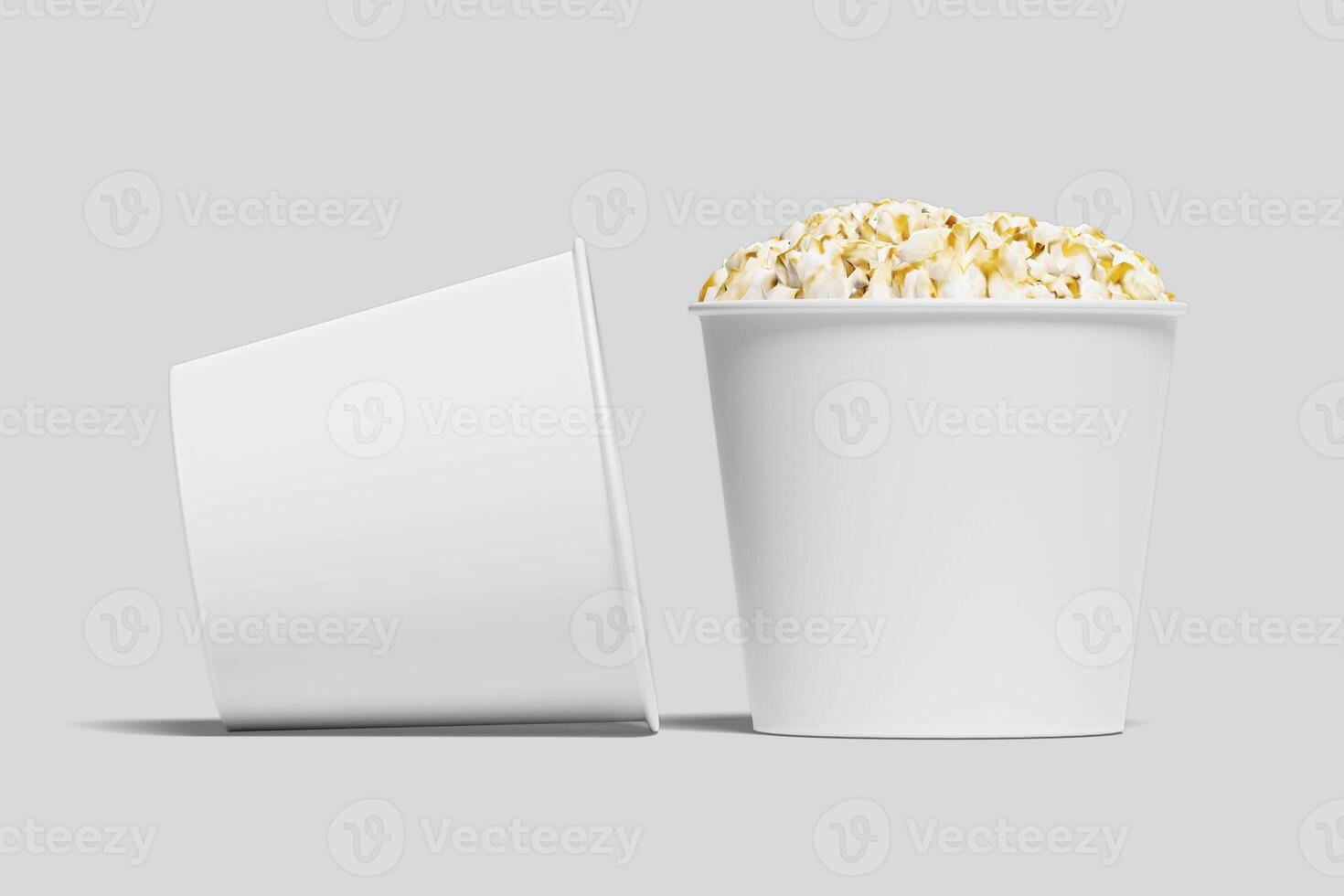 Realistic Pop Corn Bucket Illustration for Mockup. 3D Render. photo