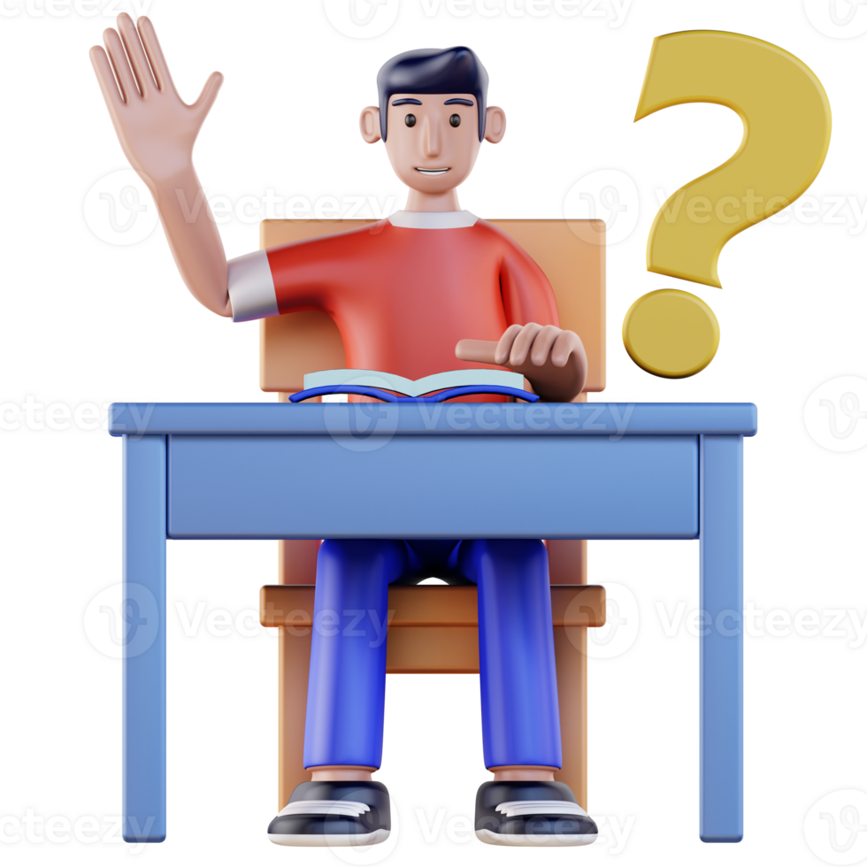 a cartoon student character with a question mark png