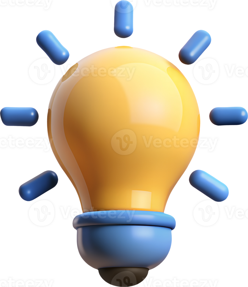 3D Minimalist Light Bulb Icon-AI Solution, Idea Generation, Innovation png