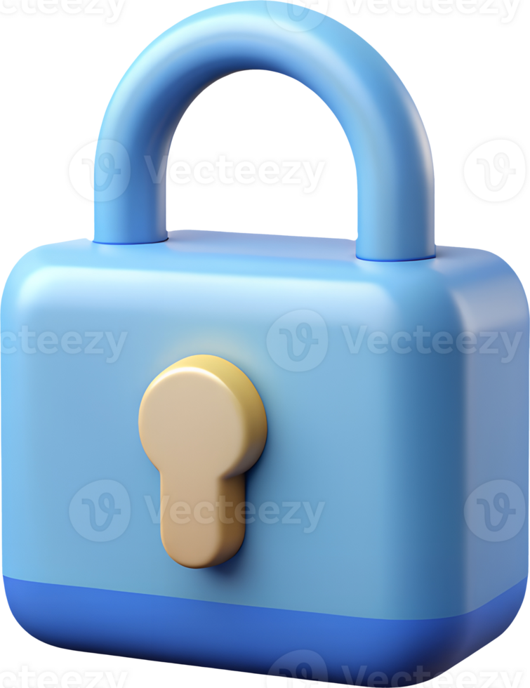 Minimal 3D Lock Icon- Symbol of Security png