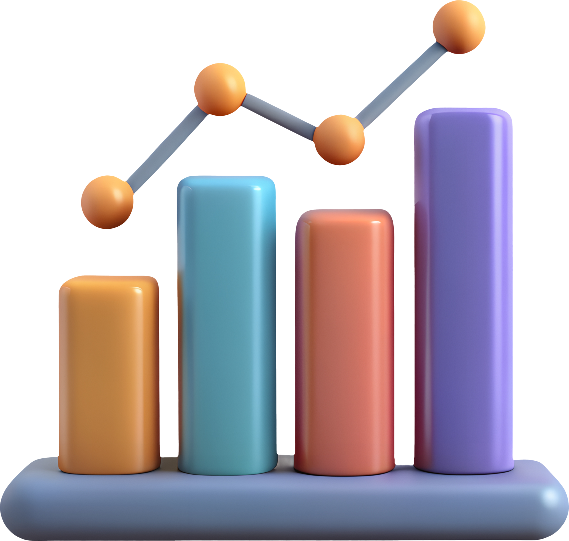 3D Minimalist Graph Icon Simple Bar Chart Or Line Graph Illustration 