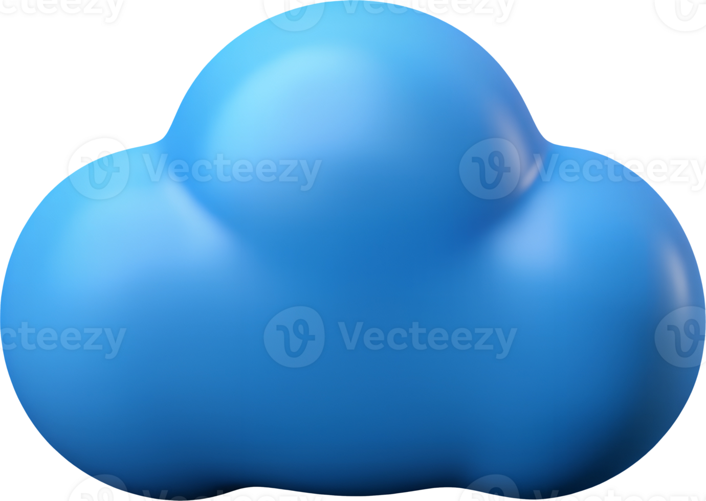 3D Minimalist Cloud Computing Icon, Simple White Cloud Shape on Blue Background png
