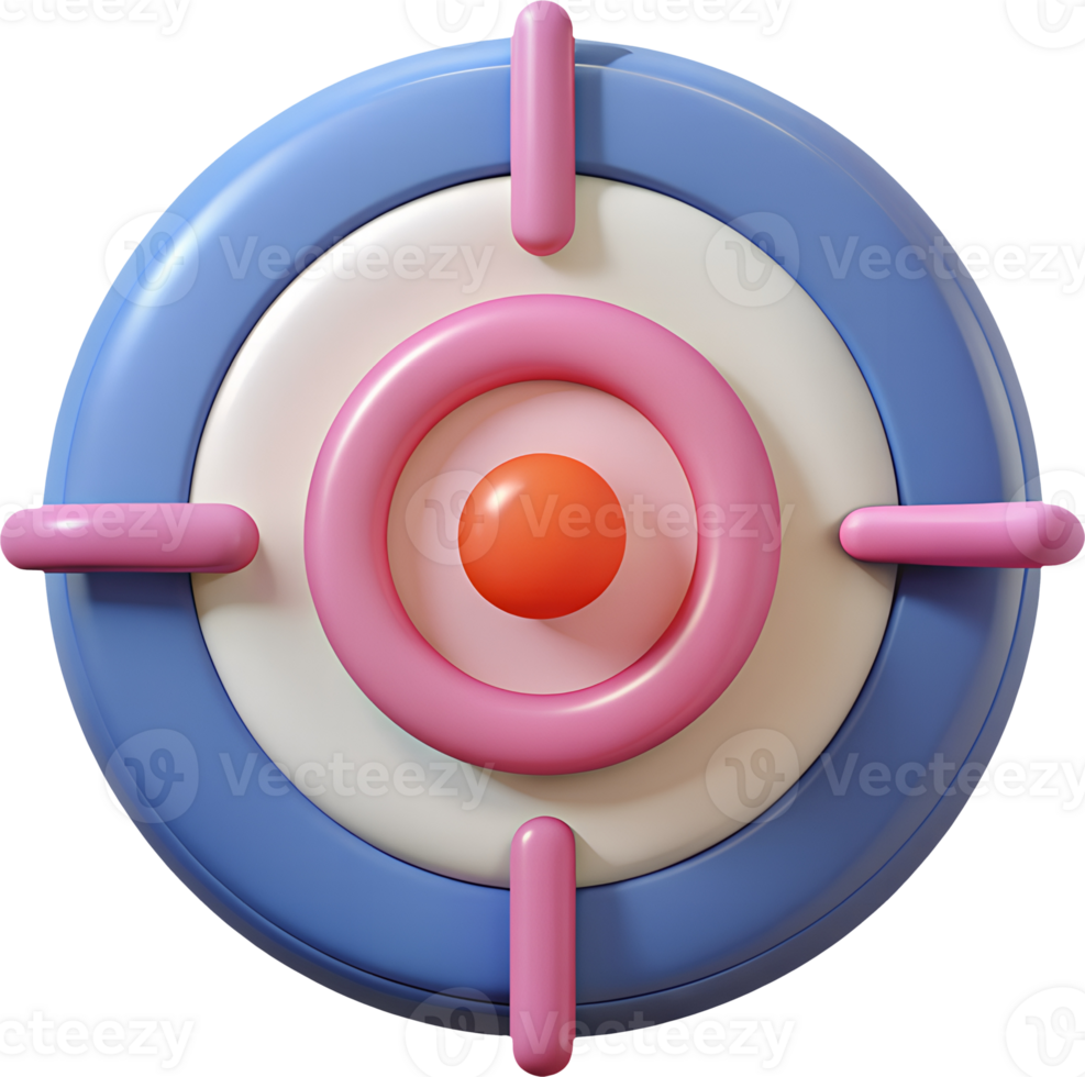 3D Minimalist Target Icon - Accuracy and Prediction Symbol png