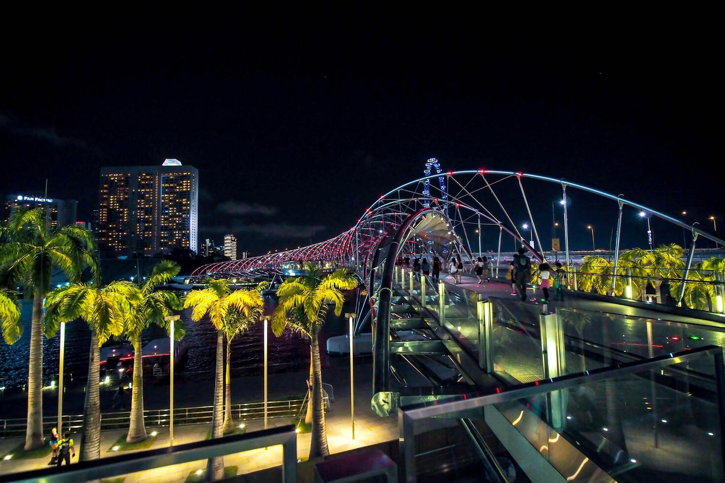 Singapore's Marina Bay nighttime skyline featuring the Marina Bay sands. photo
