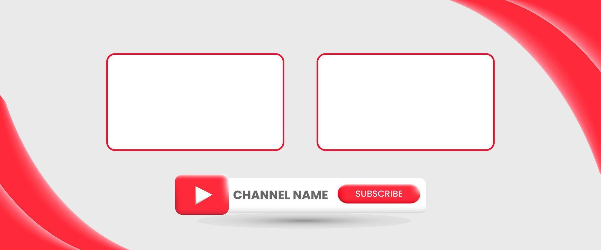 Youtube Channel Name. Red Broadcast Banner vector