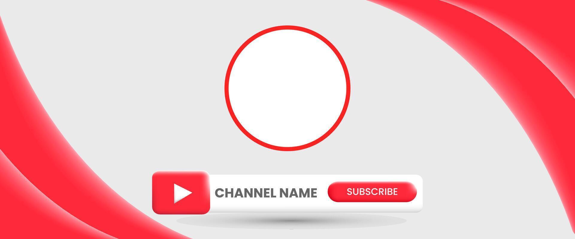 Youtube Channel Name. Red Broadcast Banner vector