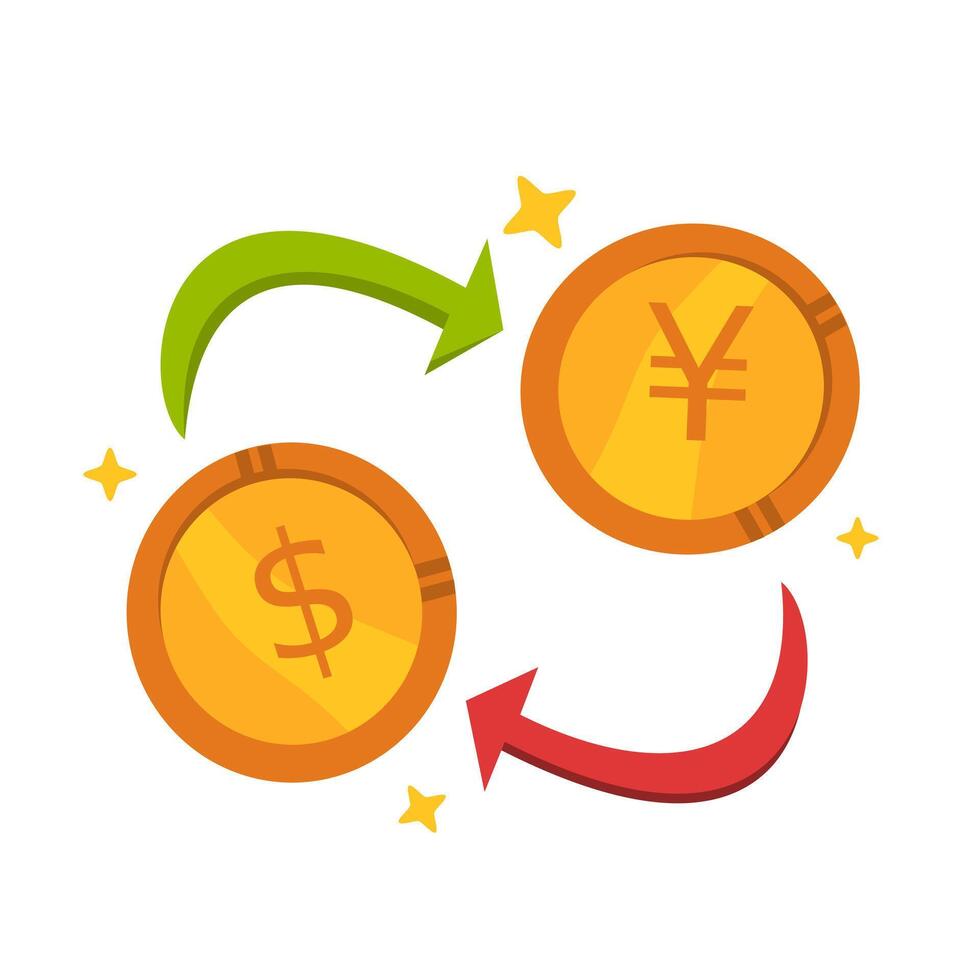 Exchange dollar to yen illustration suitable for financial concepts, budgeting, investment, business planning, money management illustrations vector