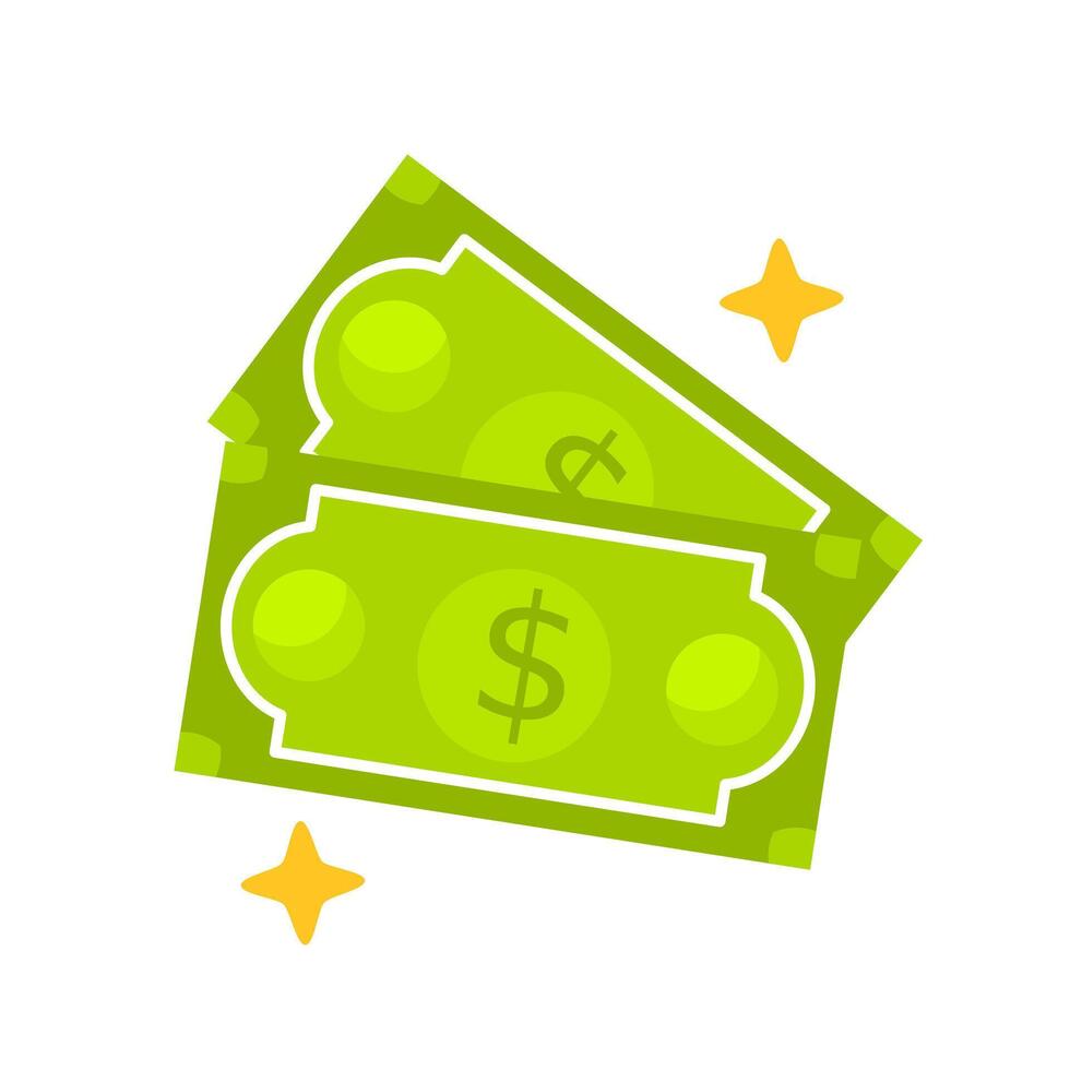 Green money bill with a dollar sign illustration perfect for financial concepts, business presentations, banking advertisements, currency designs, and money themed graphics vector