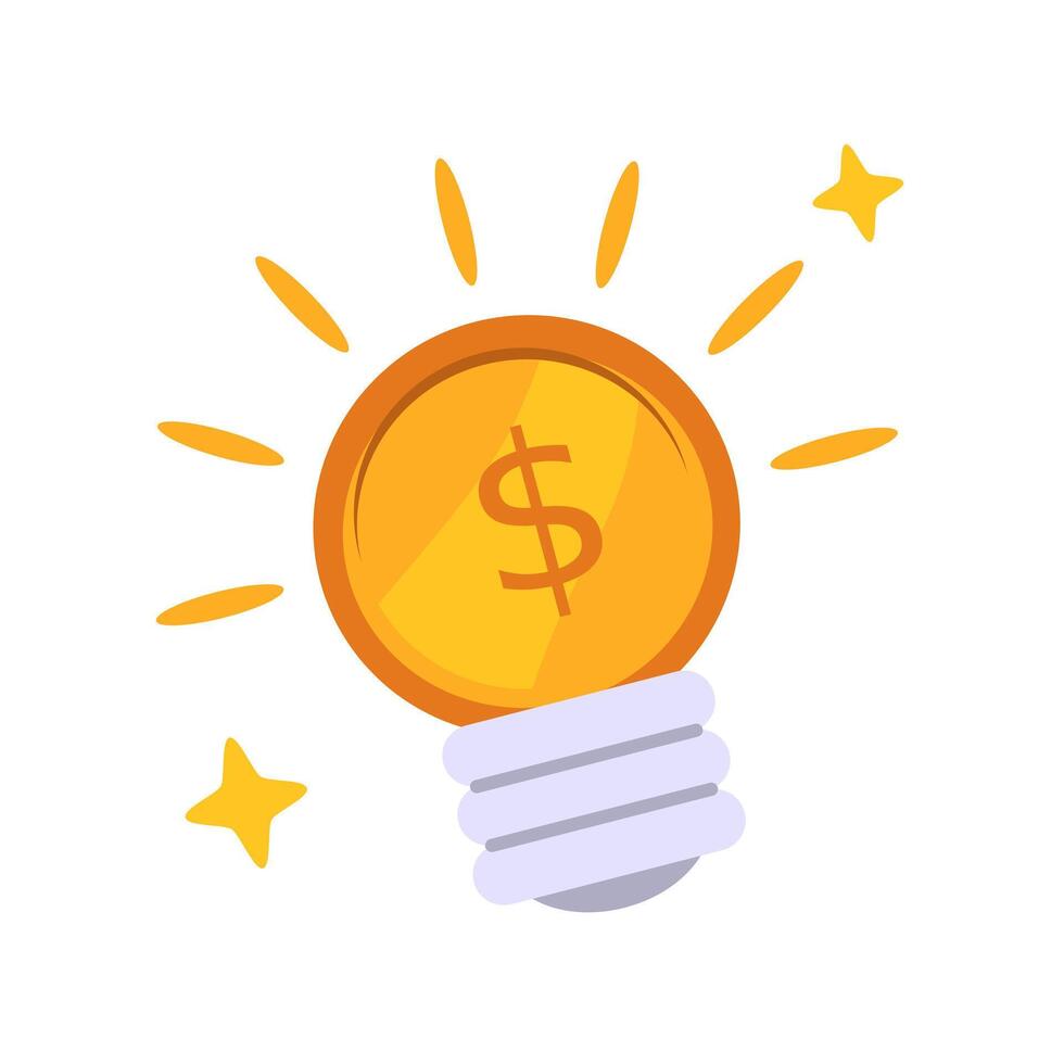 Light bulb with a dollar sign illustration suitable for finance related designs, business concepts, and money making ideas in illustrations and presentations vector