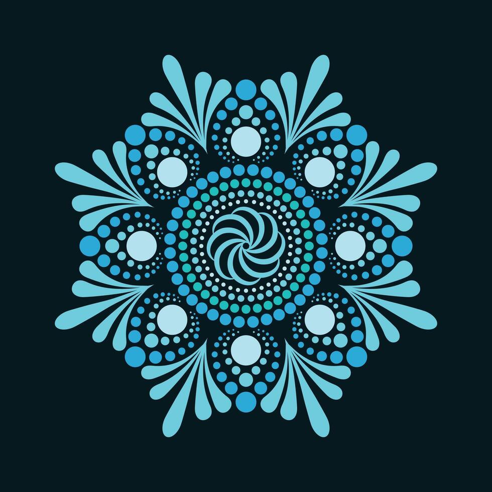 Dot painting lace pattren mandala in blue vector
