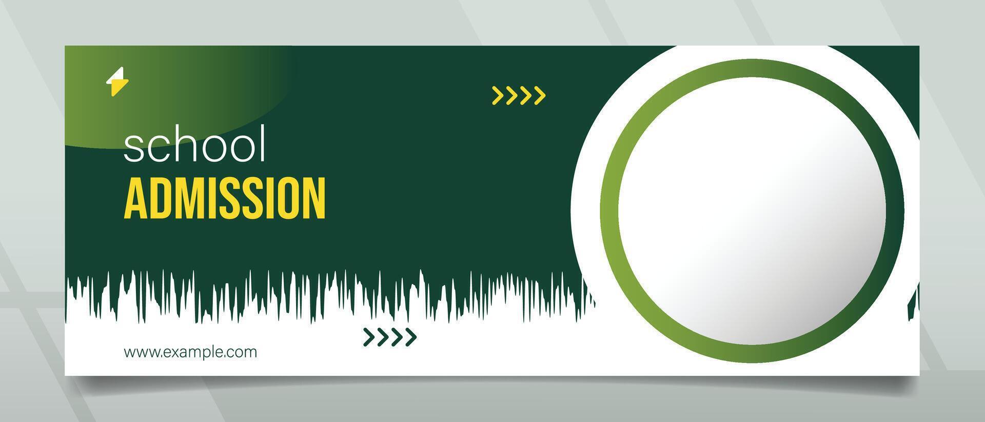 School Admission Green Background Banner Design vector