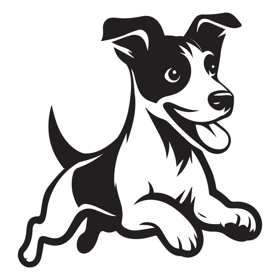 A Playful Jack Russell Terrier Dog Face illustration in black and white vector