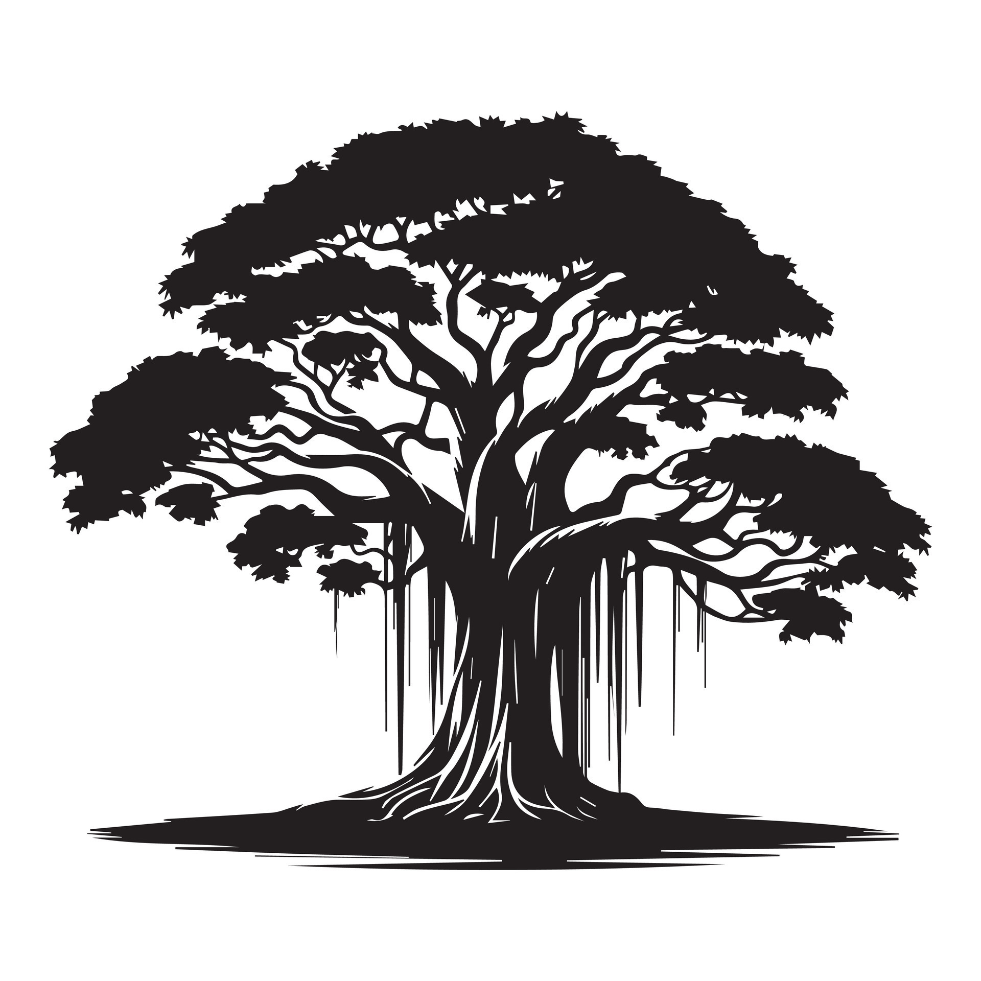 A banyan tree in silhouette 45795201 Vector Art at Vecteezy