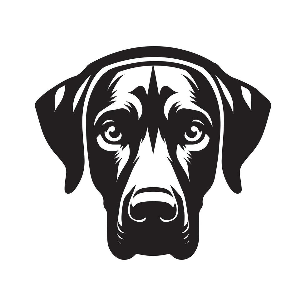 A Focused Rhodesian Ridgeback Dog Face illustration in black and white vector