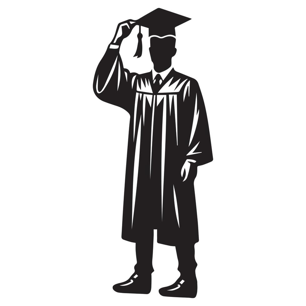 a Graduate Tipping cap illustration in black and white vector