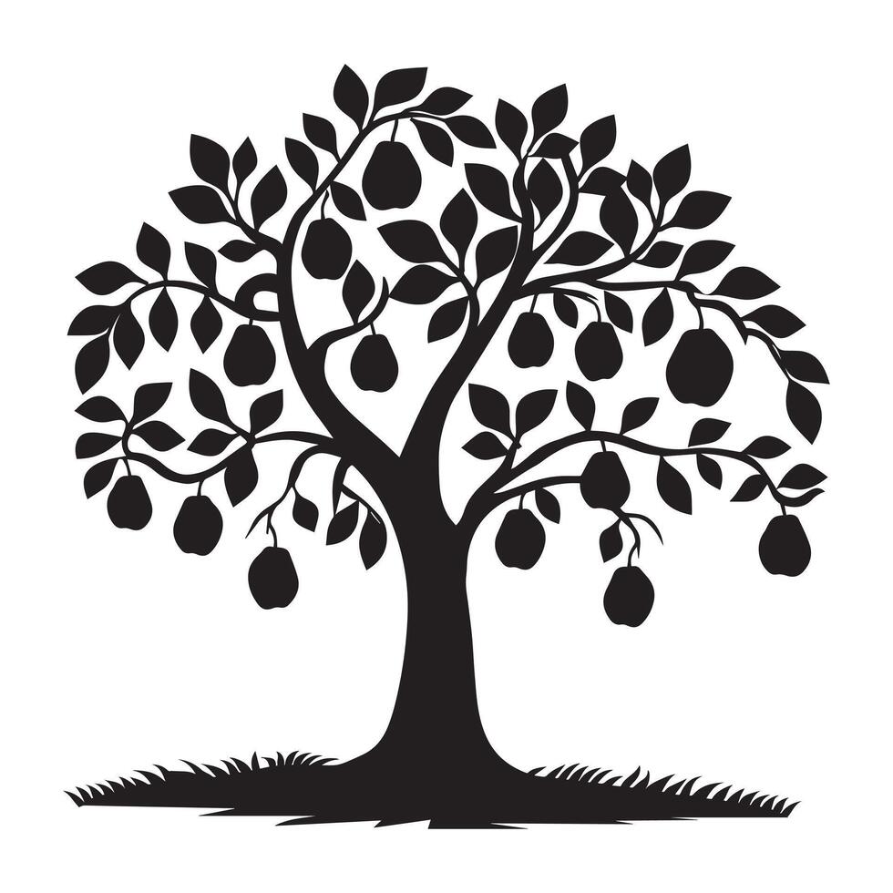A pear tree plant silhouette vector