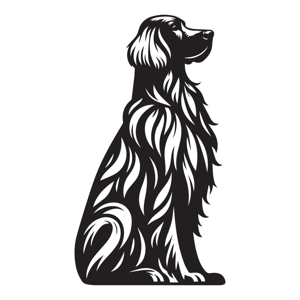 A Noble Irish Setter Dog Face illustration in black and white vector