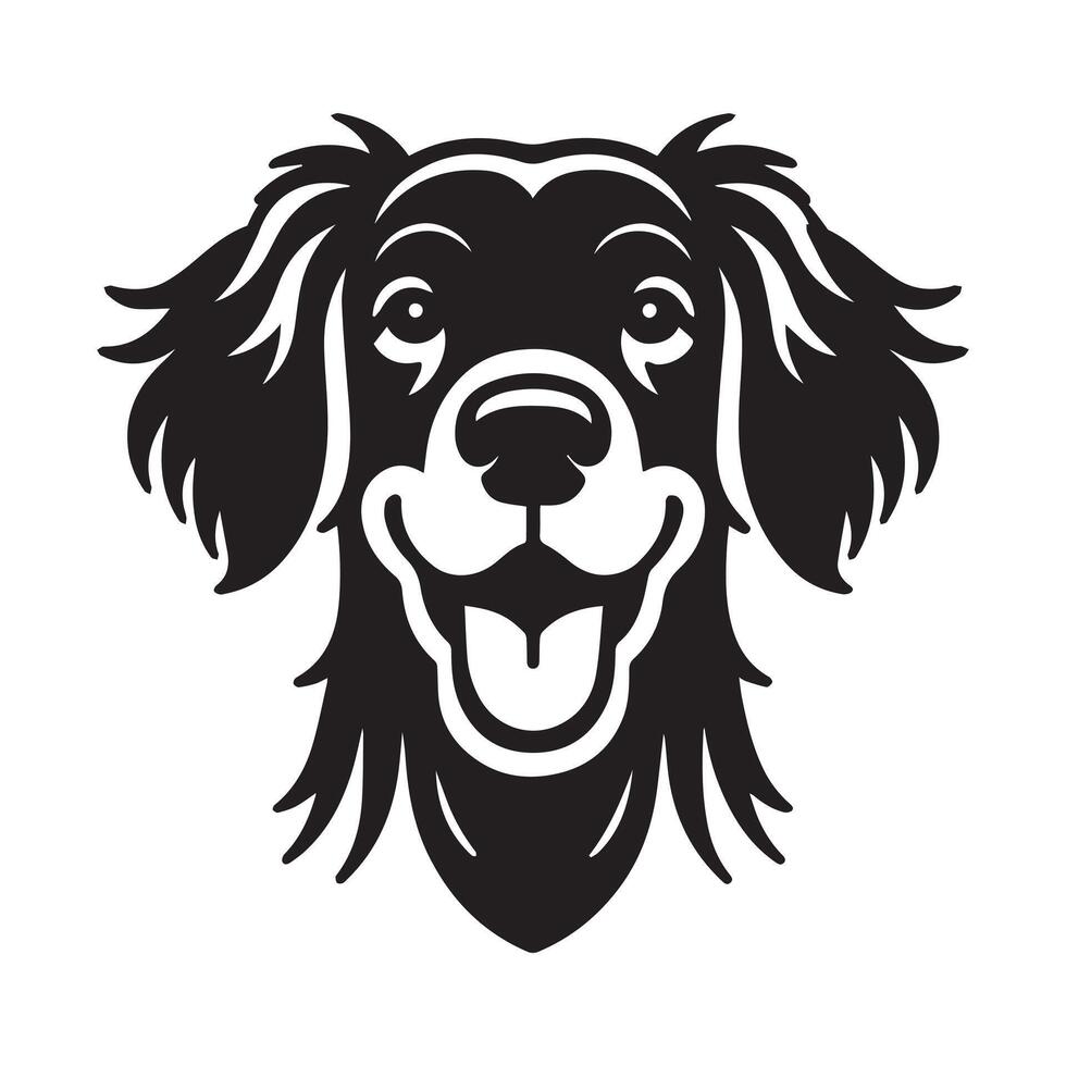 A Cheerful Irish Setter Dog Face illustration in black and white vector