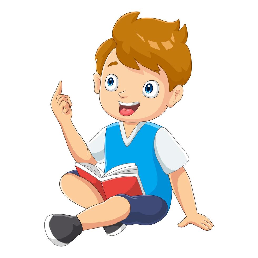 Cartoon little boy having a good idea vector