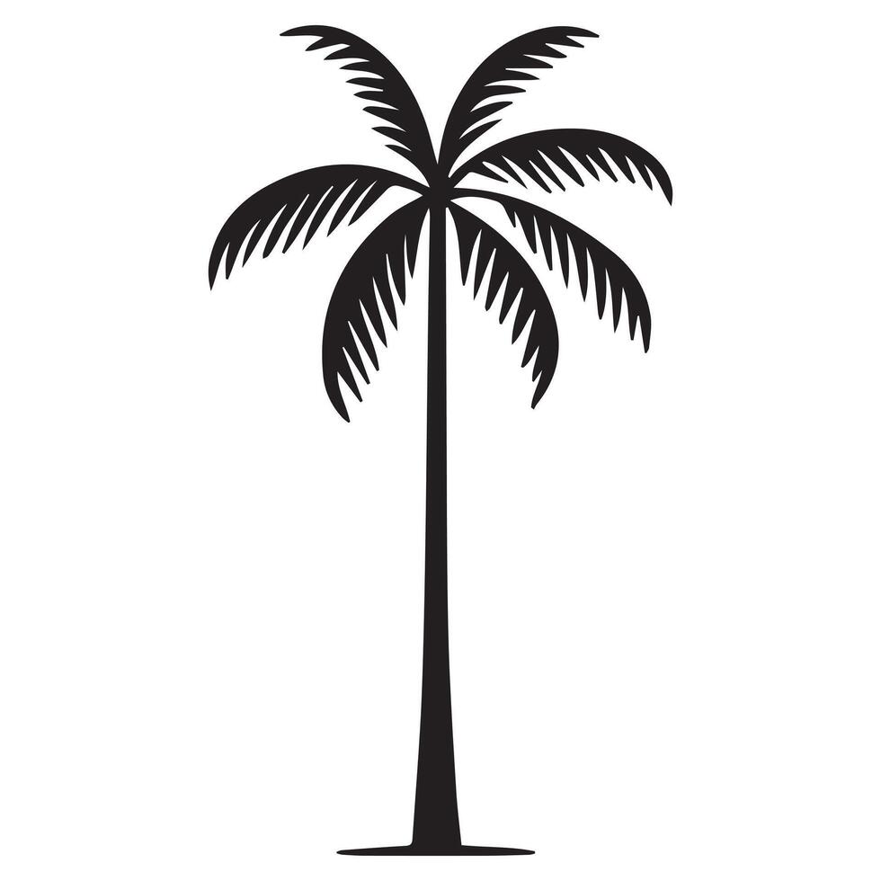 A palm tree in a tall illustration in black and white vector