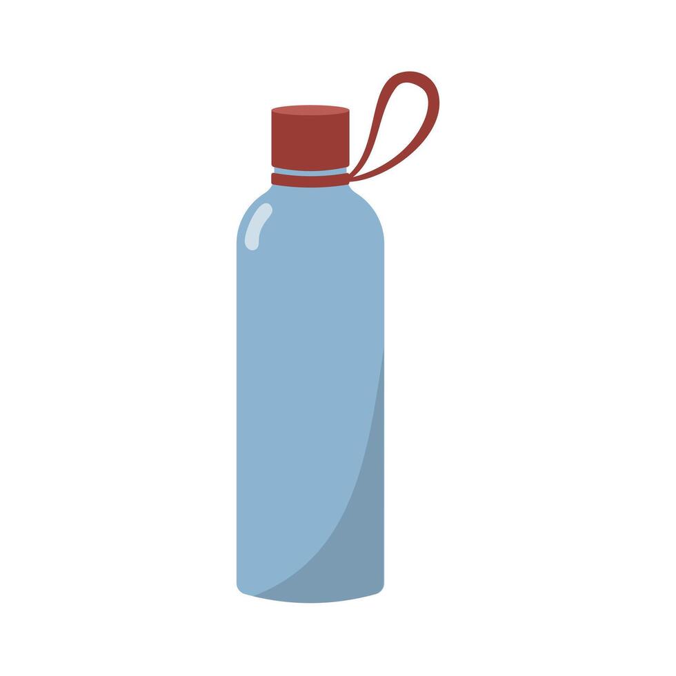 Reusable bottle flat illustration. Drinking water ecological bottle for beverages. Isolated on white background vector